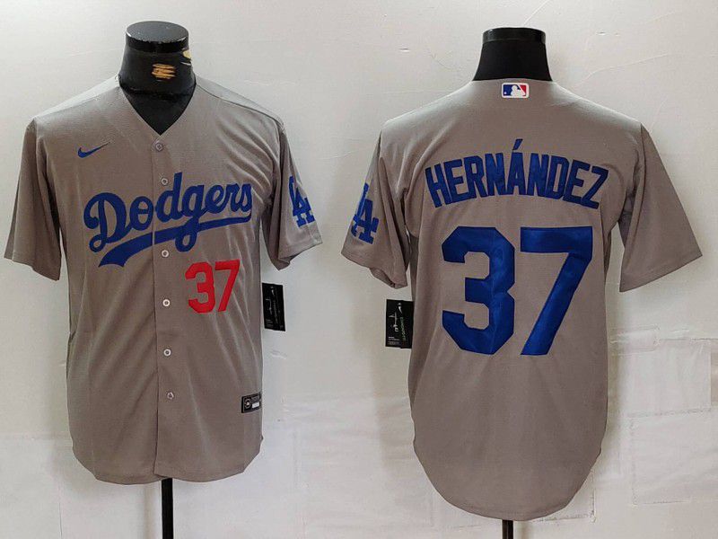 Men Los Angeles Dodgers #37 Hernandez Grey Nike Game 2024 MLB Jersey style 7243